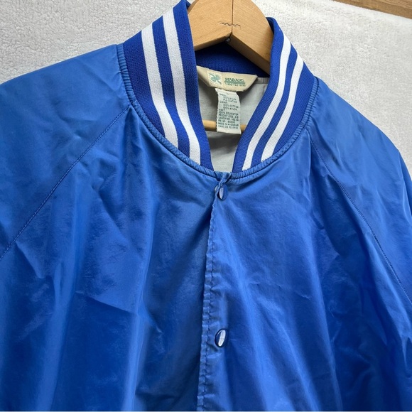 Vintage Haband L Blue Bomber Style Windbreaker Starter Jacket Nylon Snaps 90’s - Picture 2 of 6